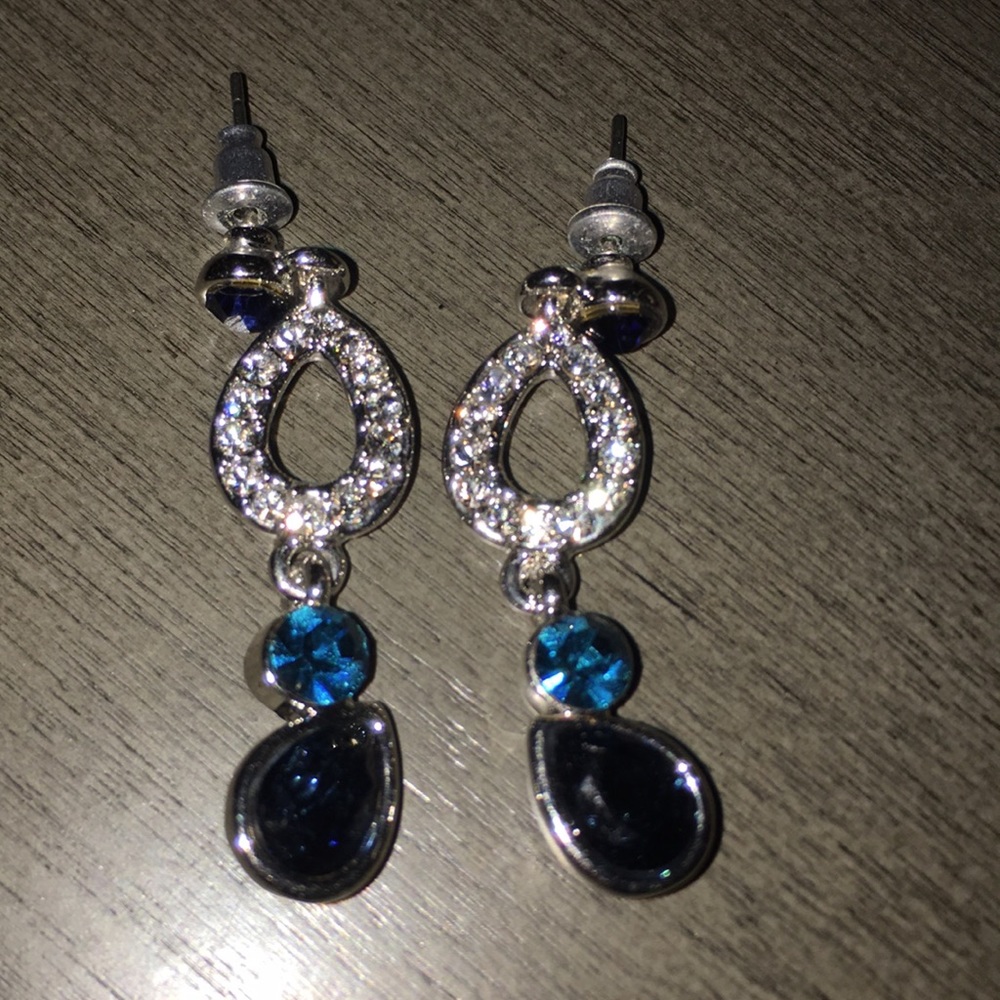 Blue & Teal Gem Drop Earrings ๐ - Picture 6 of 9